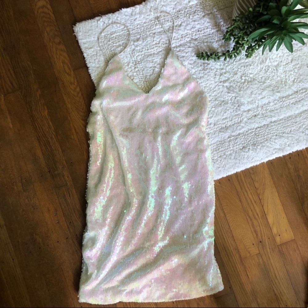 White fox sequined dress